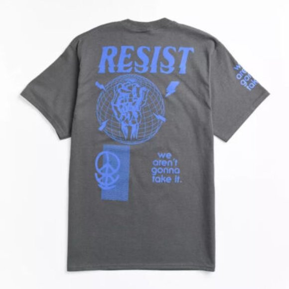 Empyre Mens Resist We Aren't Going To Take It Charcoal Tee Shirt New - Picture 2 of 4